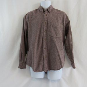 Eddie Bauer Men's M Long Sleeve, Maroon, Red, Pin Check Cotton Button-Down Shirt